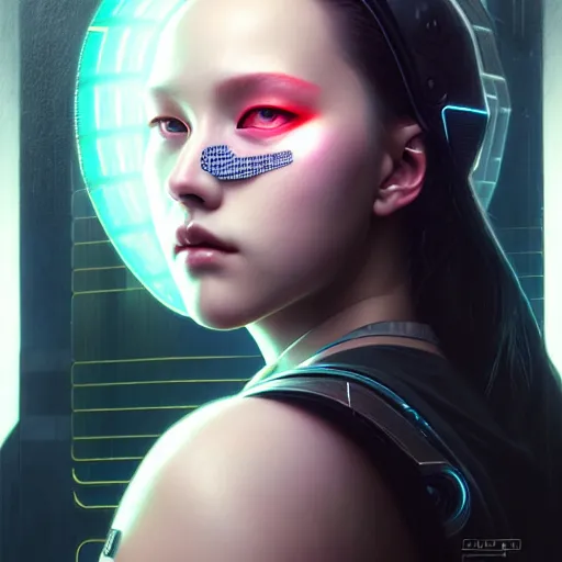 Prompt: portrait painting of cyberpunk olivia hye from loona, ultra realistic, concept art, intricate details, eerie, highly detailed, photorealistic, octane render, 8 k, unreal engine. art by artgerm and greg rutkowski and magali villeneuve and alphonse mucha