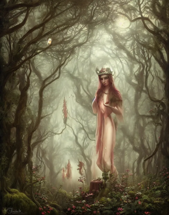 Prompt: a magical enchanted forest, by Tom Bagshaw