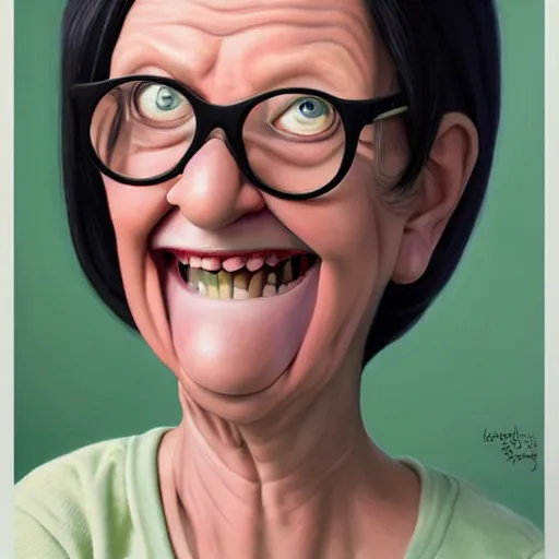 Prompt: beautiful hyperrealistic detailed matte portrait painting of happy linda belcher from bobs burger, by andreas rocha and john howe, and martin johnson