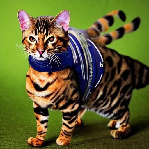 Image similar to bengal cat wearing body armor