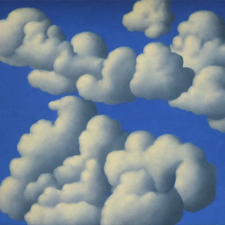 Image similar to cloud - man, by rene magritte, centered, detailed painting, hd, hq, high resolution, high detail, 4 k, 8 k