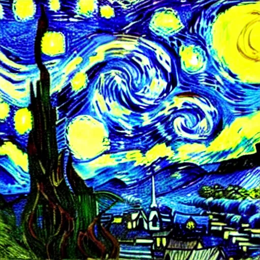 Image similar to “lovecraftian horror by vincent van gogh”