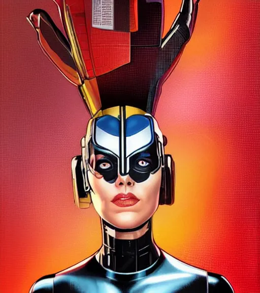 Image similar to portrait of a female android, by MARVEL comics and Sandra Chevrier, 3D