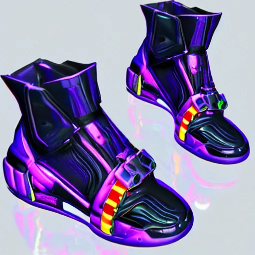 Image similar to futuristic cyber balenciaga sneakers, highly detailed, 8 k, pbr, surreal, colorful, direct lighting, hyper realistic,