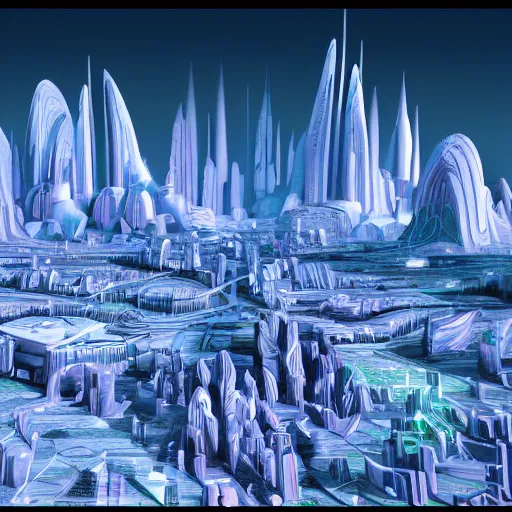 Image similar to an alien city by georgia okeefe, 4 k,