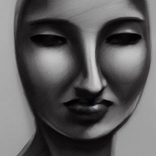 Image similar to a woman without a face, woman posing for the camera, charcoal painting!!!!!, trending on artstation, 4 k, 8 k, artstation hd, artstation hq, artistic interpretation, 1 9 5 0 s style