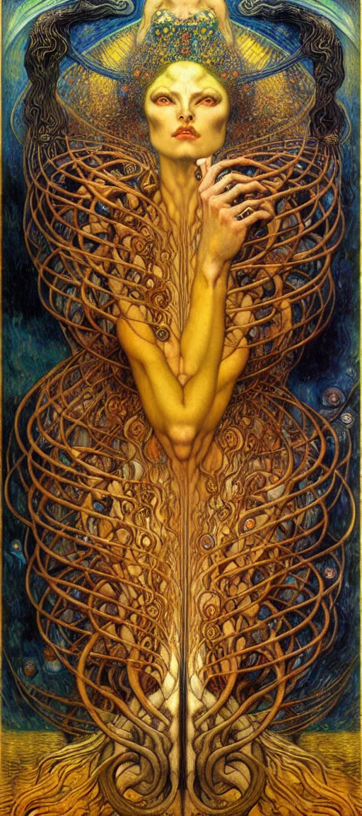 Image similar to Divine Chaos Engine by Karol Bak, Jean Delville, William Blake, Gustav Klimt, and Vincent Van Gogh, symbolist, visionary