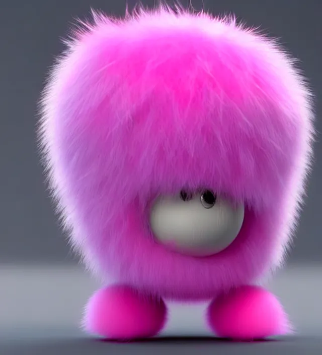 Prompt: high quality 3 d render hyperrealistic very cute small pink little spherical creature, plush mascot, short spiky dense fluffy smooth hair, photo from the side, pink fluffy fur, 1 5 0 mm, beautiful natural soft light, rim light, smooth background, artstation, ultra detailed, elegant, ultra detailed, metallic armor, octane render