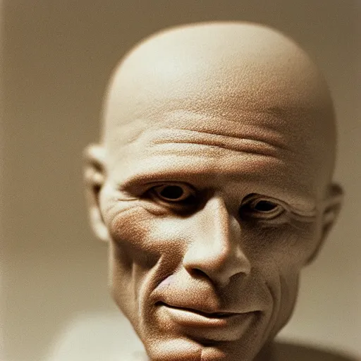 Prompt: a modeling clay statuette of Ed Harris, studio lighting, F 1.4 Kodak Portra