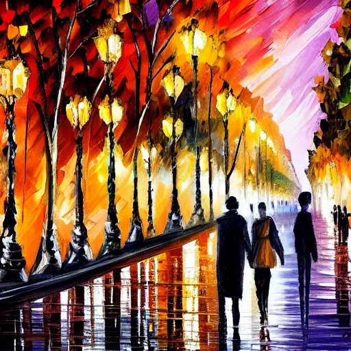 Image similar to the night of Avenue des Champs-Élysées, by Afremov, Leonid