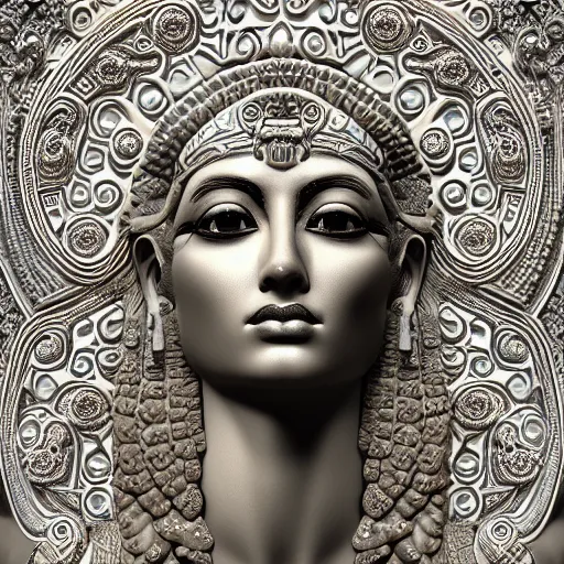 Prompt: wonderful queen isis of marble, beautiful face, hyper detailed, flowing background intricate and detailed, ornate 8 k gorgeous intricate detailed, octane render