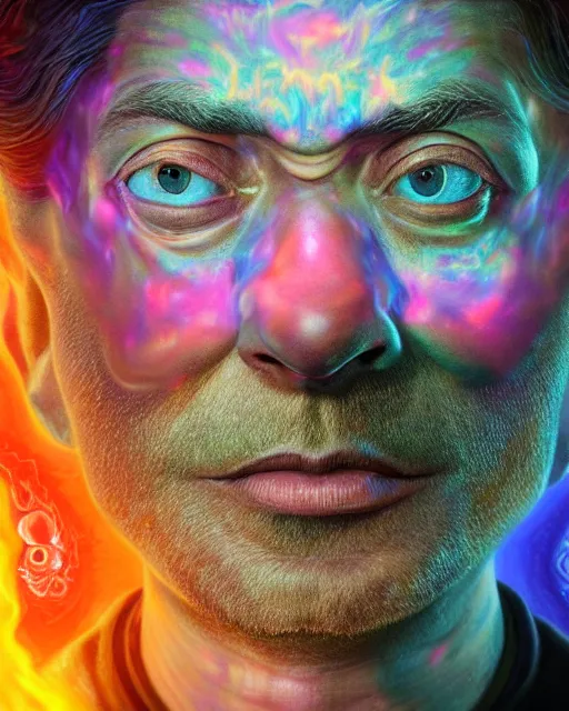 Prompt: portrait ultra dimensional apu nahasapeemapetilon entity, accidentally tripping on dmt and acid, psychedelic experience, overwhelming psychosis of self realization and burning awakening, ultra high definition, unreal engine 5, hyperrealism, masterpiece composition, by casey weldon, barclay shaw 8 k photorealistic