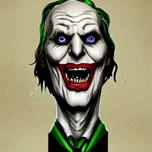 Image similar to voldemort as the joker, highly detailed, trending on artstation