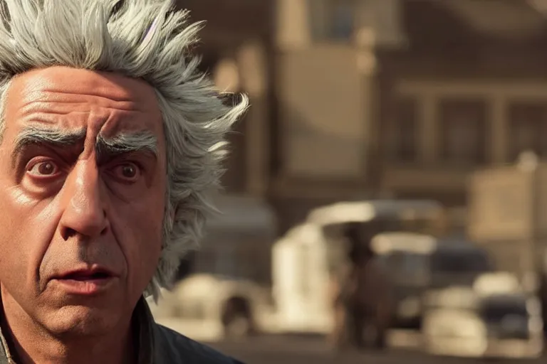 Prompt: rick sanchez, real life, high quality movie still, photorealistic, ultra detail