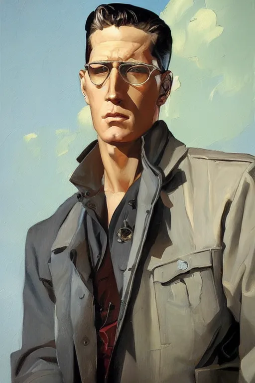 Image similar to boomhauer, painting by jc leyendecker!! phil hale!, angular, brush strokes, painterly, vintage, crisp