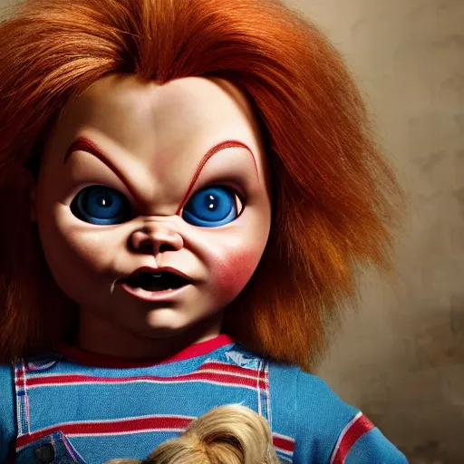 Prompt: stunning awe inspiring chucky the killer doll pixar movie, movie still 8 k hdr atmospheric lighting