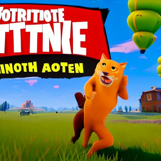 Prompt: a anthropomorphic cat playing Fortnite with a anthropomorphic dog cartoon, Jim Davis