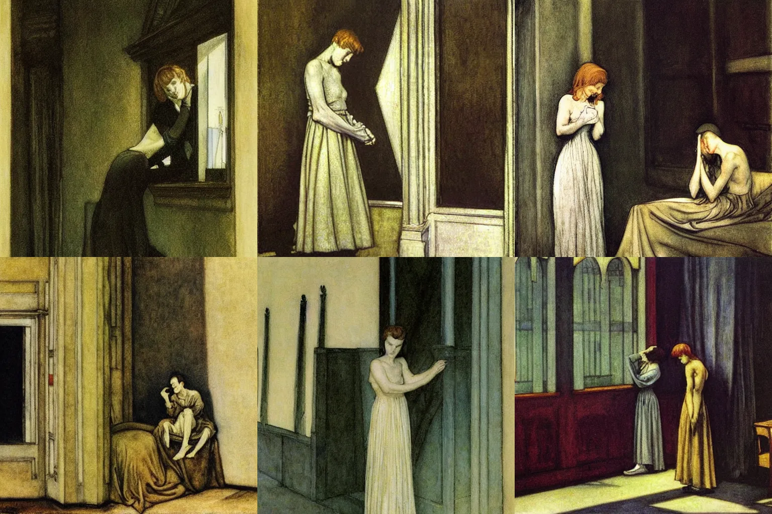 Prompt: honored, praised and despised. painting by edward hopper, arthur rackham