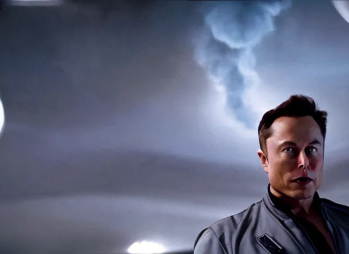 Image similar to captain elon musk of the uss enterprise, star trek, movie still, high quality, heroic, epic lighting, cinema, cinematography, directed by michael bay