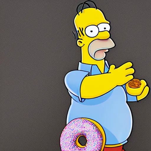 Image similar to Homer Simpson as a real person trying to steal a donut, XF IQ4, f/1.4, ISO 200, 1/160s, 8K, Sense of Depth, color and contrast corrected, Nvidia AI, Dolby Vision, in-frame