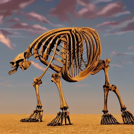 Prompt: animal skeleton in desert,cgstation,artstation, pixiv. style anime - Upscaled (Max) by
