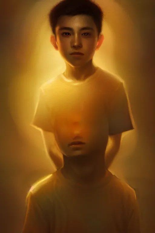 Prompt: young boy portrait, atmospheric lighting, painted, intricate, volumetric lighting, beautiful, rich deep colors masterpiece, golden hour, sharp focus, ultra detailed, by Leesha Hannigan, Ross Tran, Thierry Doizon, Kai Carpenter,Ignacio Fernández Ríos