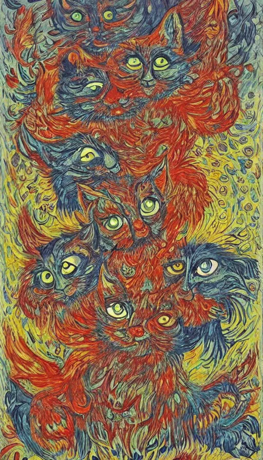 Image similar to rage, by louis wain