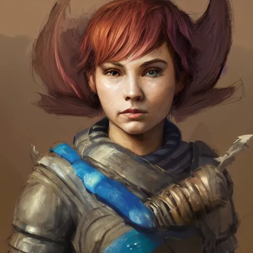 Image similar to Portrait of rugged adult female gnome, D&D fantasy magic, pixie undercut hairstyle, blue thunder lightning magic, blue light, intricate, highly detailed, digital painting, artstation, concept art, sharp focus, from Valerian and the City of a Thousand Planets, in the style of Ruan Jia and Mandy Jurgens and Artgerm and Greg Rutkowski and William-Adolphe Bouguerea