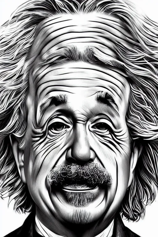 Prompt: portrait of Albert Einstein in the style of Artgerm