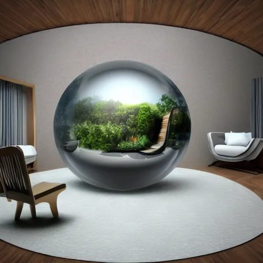 Image similar to mini house inside crystal ball octane render hyperdetailed,