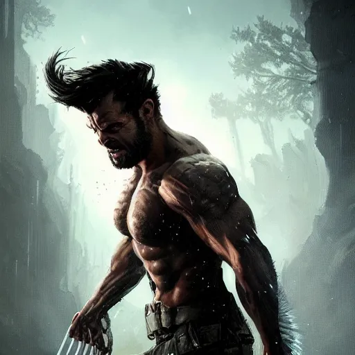 Prompt: portrait of X-Force Wolverine, amazing splashscreen artwork, splash art, head slightly tilted, natural light, elegant, intricate, fantasy, atmospheric lighting, cinematic, matte painting, by Greg rutkowski