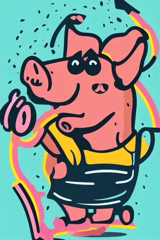 Image similar to A pig fitness coach, sticker, portrait, highly detailed, colorful, illustration, smooth and clean vector curves, no jagged lines, vector art, smooth