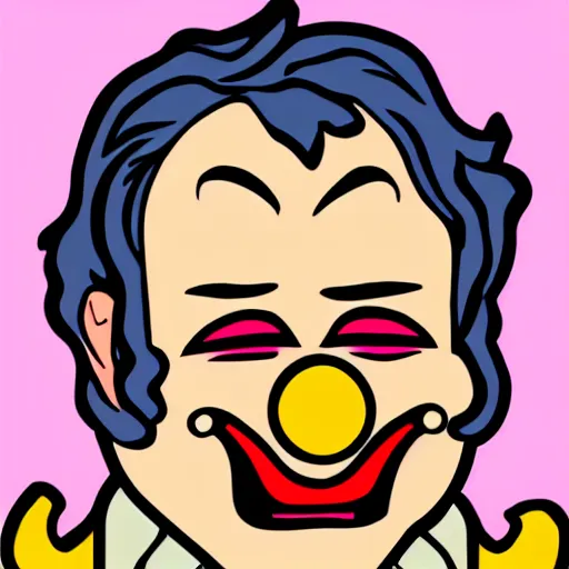 Image similar to emoji of a crying clown. high quality. emoji style.