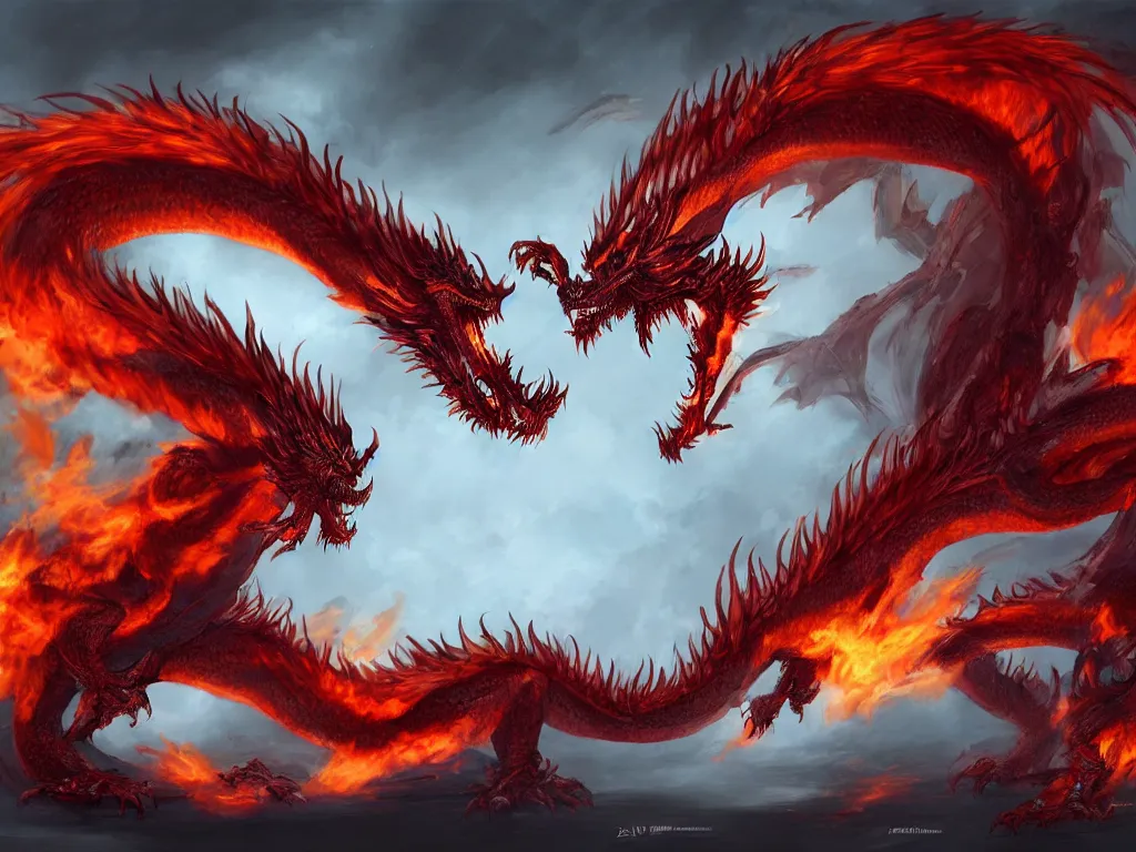 Prompt: fiery bone dragon, burning skeletal chinese dragon flying; concept art, trending on artstation