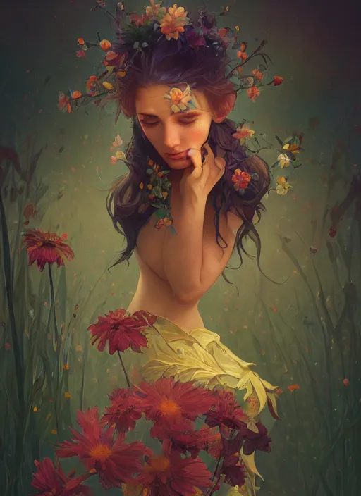 Image similar to isolated flowers with strong dark comic outlines, colorful, psychedelic, intricate, elegant, highly detailed, digital painting, artstation, concept art, smooth, sharp focus, illustration, art by artgerm and greg rutkowski and alphonse mucha