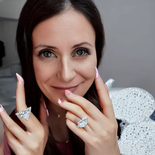 Image similar to wife wearing a ring with stunning 4 8 7 carat diamond that shimmers