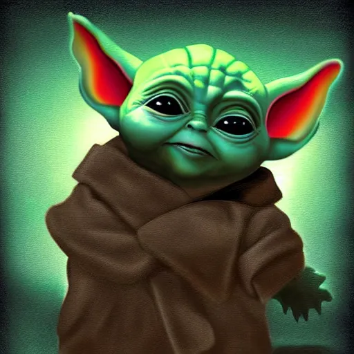 Image similar to baby yoda in world war ii digital art painting