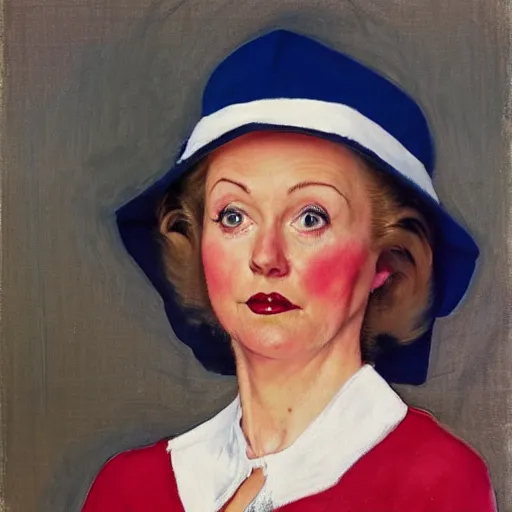 Prompt: conservative mp liz truss wearing a dunces cap, norman rockwell painting