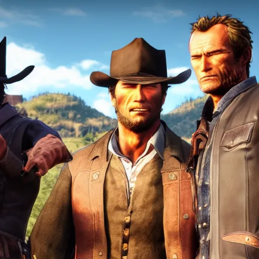 Image similar to arthur morgan duel clint eastwood gunkata