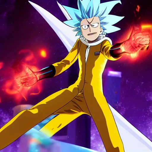 Image similar to Rick Sanchez in one punch man 4K detailed Digital art