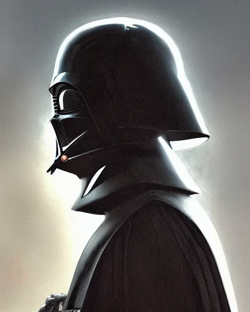 Image similar to Darth vader portrait, fantasy, illustrated by Greg Rutkowski and Caspar David Friedrich, high detail, god rays, Trending on artstation, artstationHD, artstationHQ