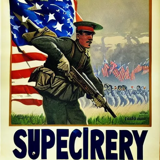 Image similar to supersoldiers wwi american propaganda poster by james gurney