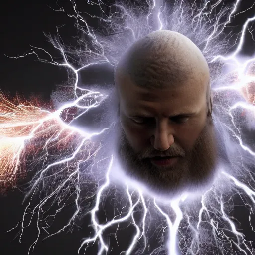 Prompt: Zeus head explosion big boom, hyperrealism, no blur, 4k resolution, ultra detailed,