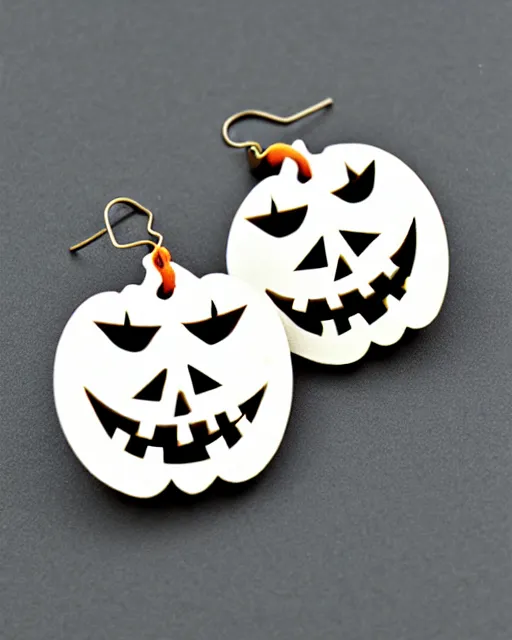 Image similar to spooky jack'o'lantern, 2 d lasercut earrings,