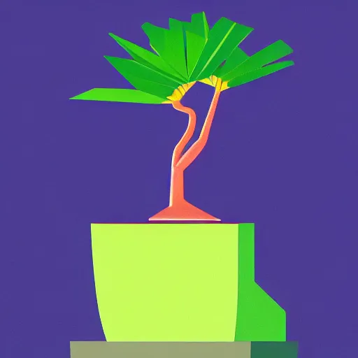 Prompt: bonsai palm! tree but minimalistic concept art by frank stella gilleard james whalen tom, colorful, soft light, trending on artstation, minimalism