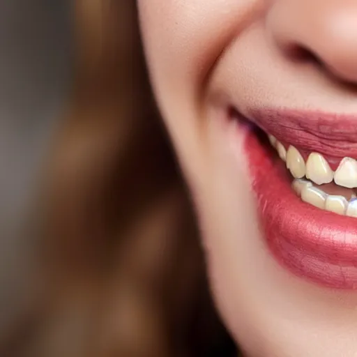 Prompt: closeup of woman with rotting teeth and blistered lips, newspaper ad for dentist