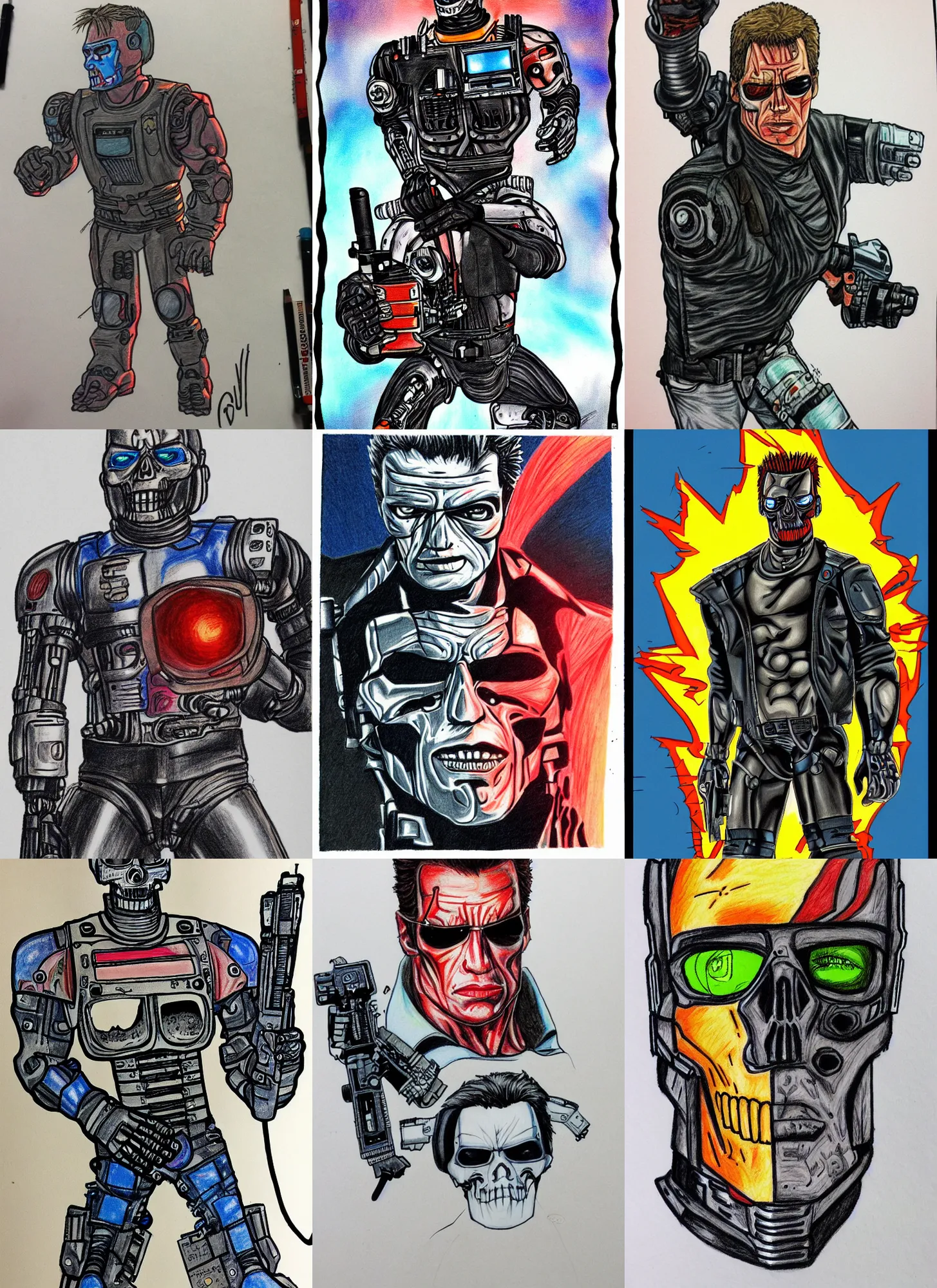 Prompt: colored marker drawing of the terminator by gabz