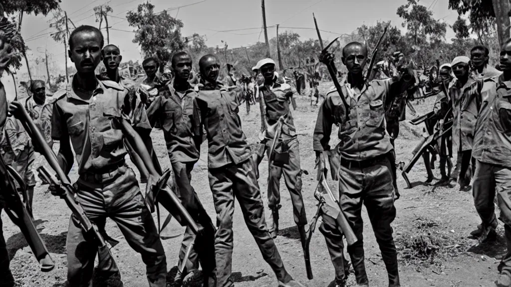 Image similar to ethiopian civil war, red terror, wide angle, new york times