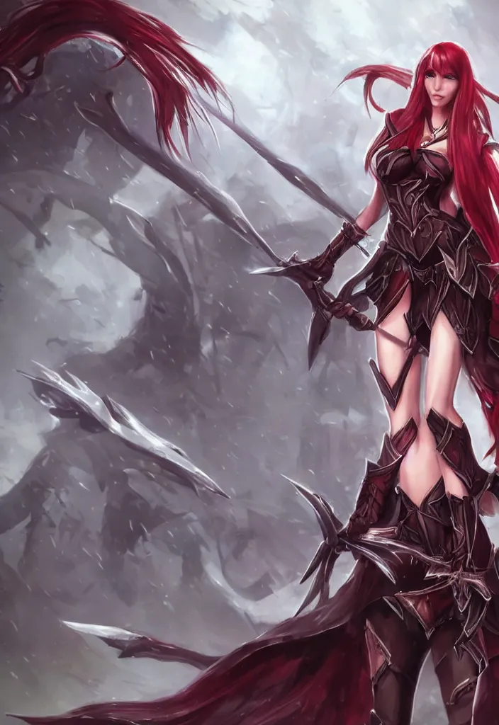 Prompt: New concept art for Katarina from League of legends, fantasy