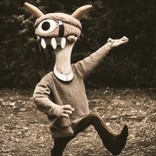 Prompt: photo of an anthropomorphic deer monster playing in a rock band